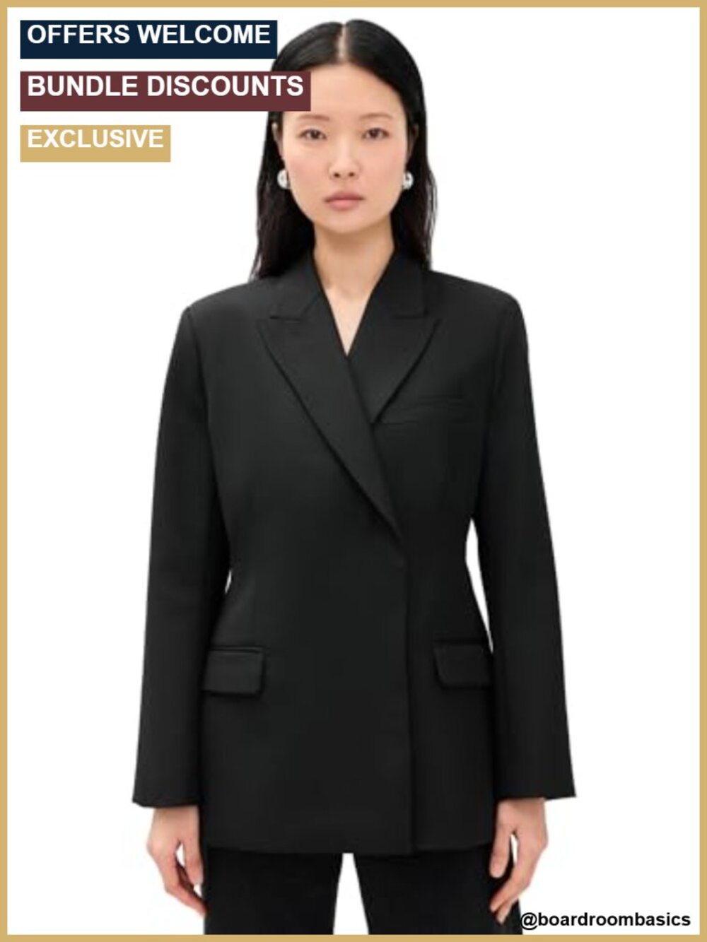 Heavyweight Wool Blend Anine Bing Style Blazer Long Sleeve Collared